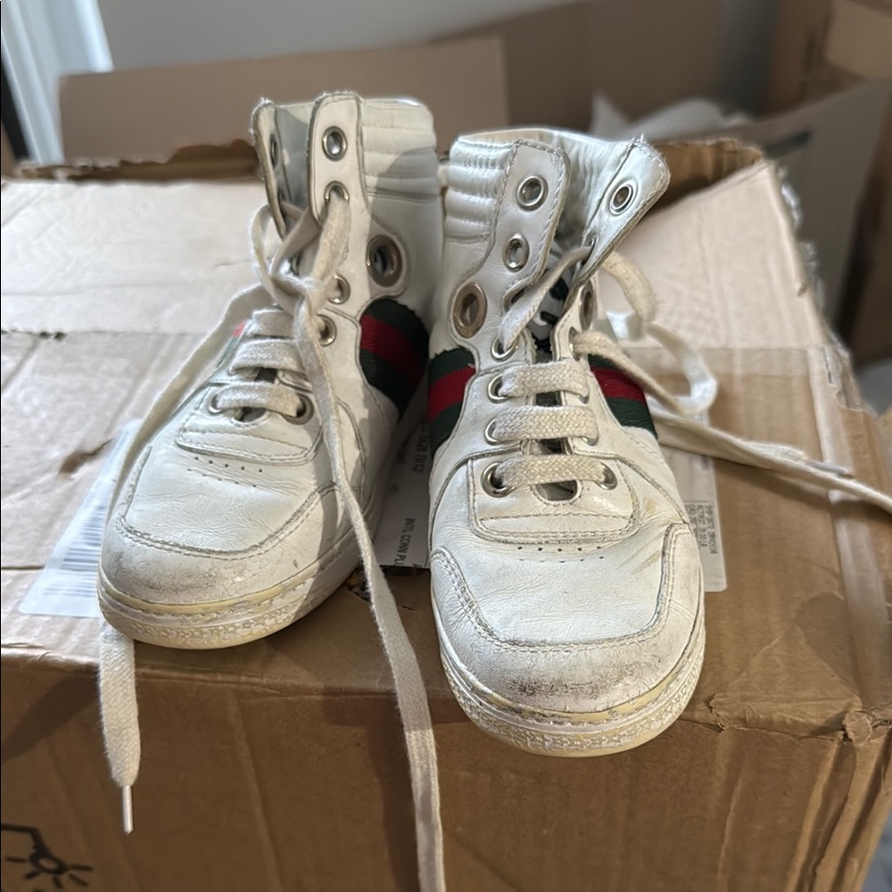 Kids White High-Top Sneakers